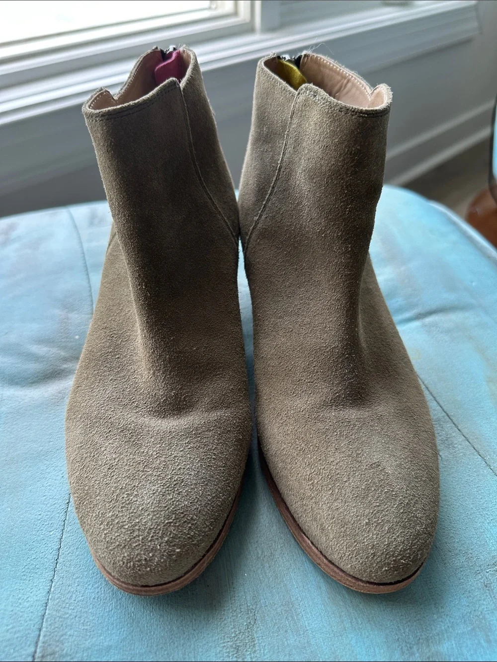 Joules Suede Ankle Boots in Taupe Green